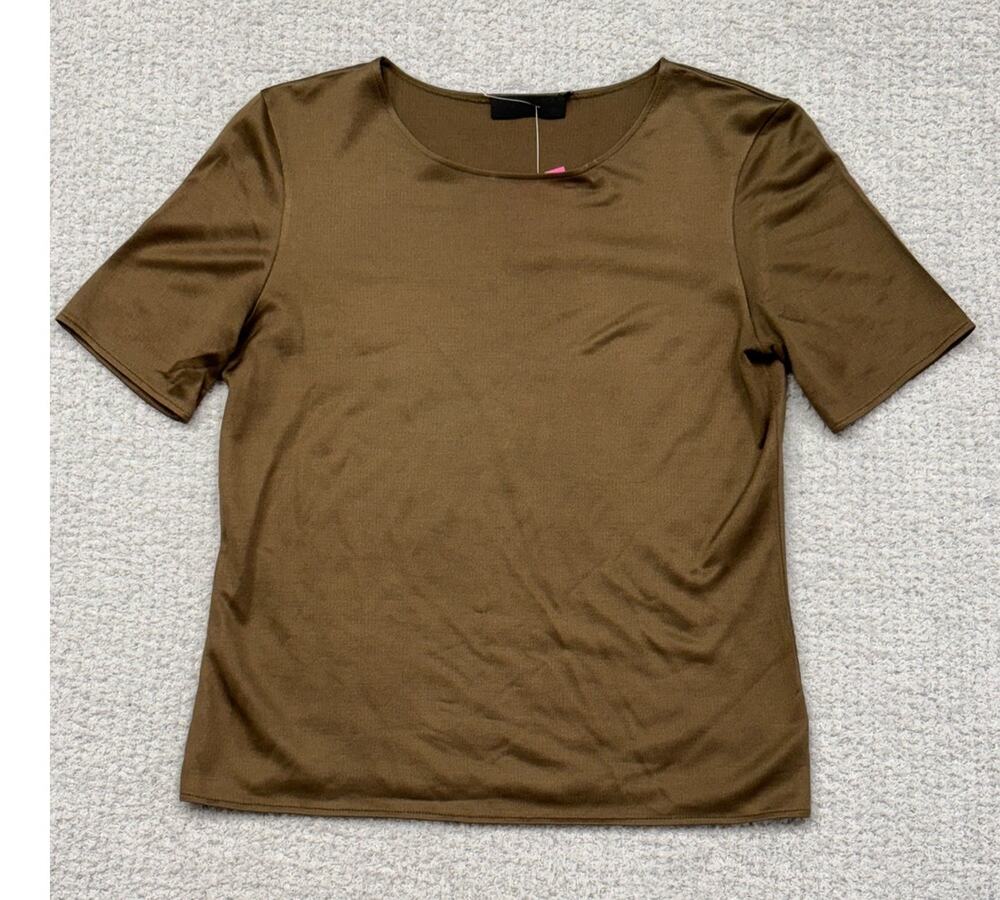 Prada Women's Dark Green Silk Short Sleeve Top Size S  AS IS #60391